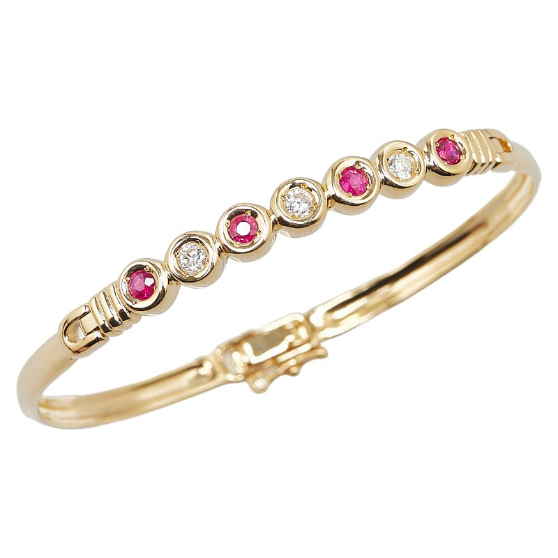 [LuxUness] 18k Gold Diamond & Ruby Bracelet Metal Bracelet in Excellent condition