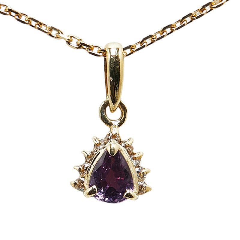 [LuxUness] 18k Gold Diamond Sapphire Pendant Necklace Metal Necklace in Excellent condition