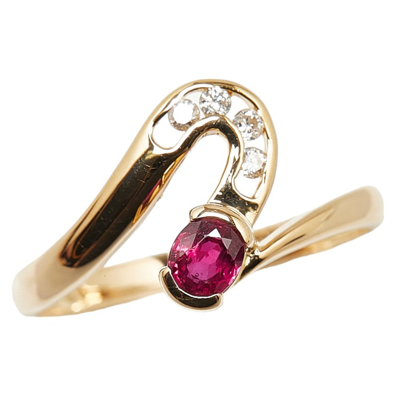 K18YG Yellow Gold Ruby Ring #51 in Excellent Condition