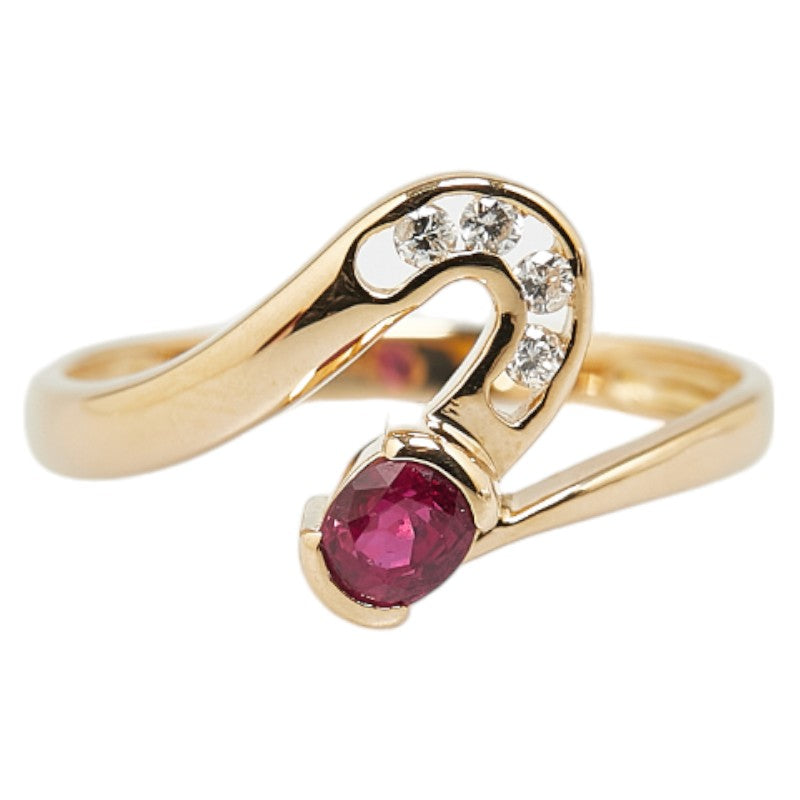 K18YG Yellow Gold Ruby Ring #51 in Excellent Condition