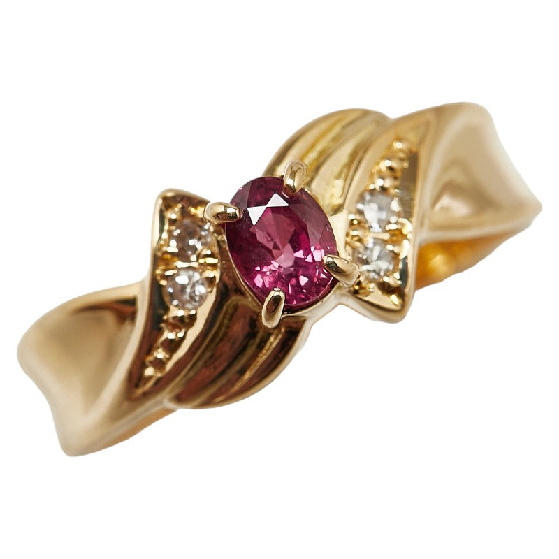 K18YG Yellow Gold Ruby Diamond Ring