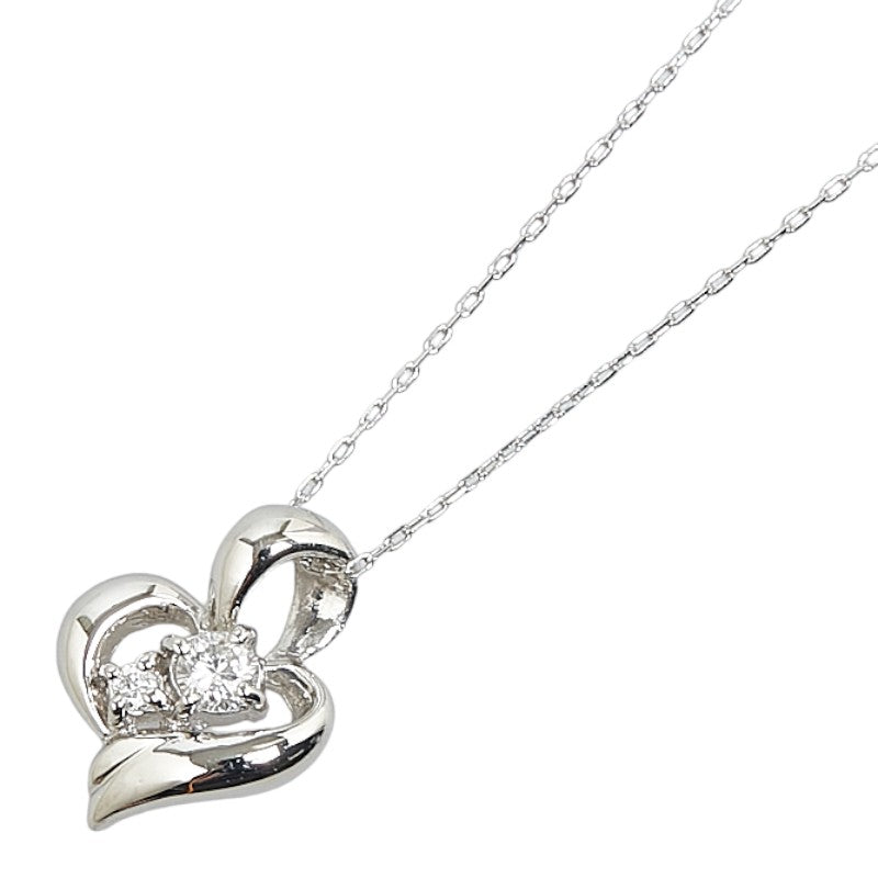 [LuxUness] Platinum Diamond Pendant Necklace Metal Necklace in Excellent condition