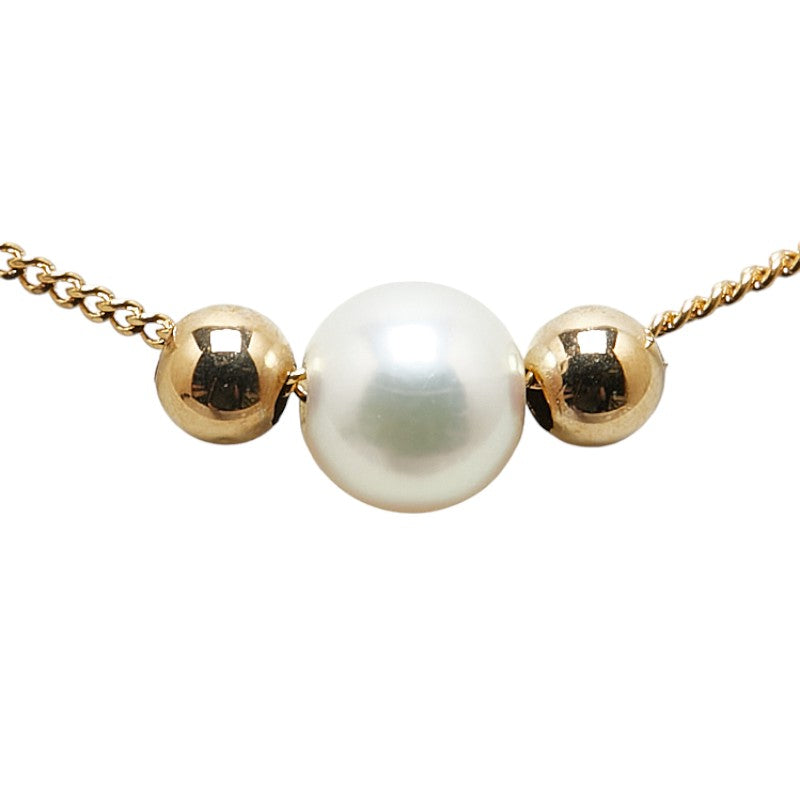 K18YG Yellow Gold Pearl Necklace in Excellent Condition