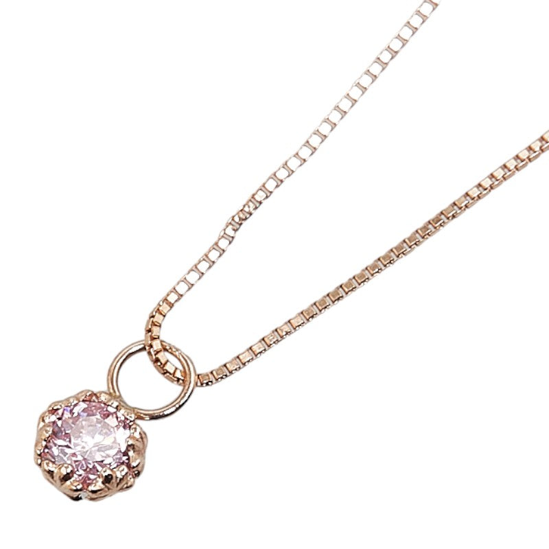 K10PG Pink Gold Zirconia Necklace