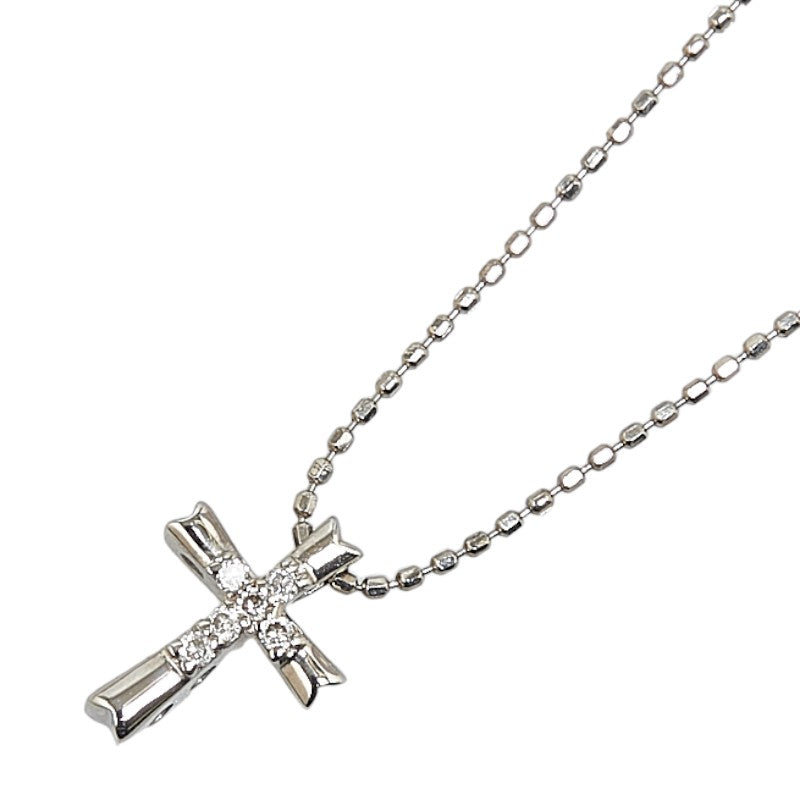 K10WG White Gold Diamond Cross Motif Necklace in Excellent Condition