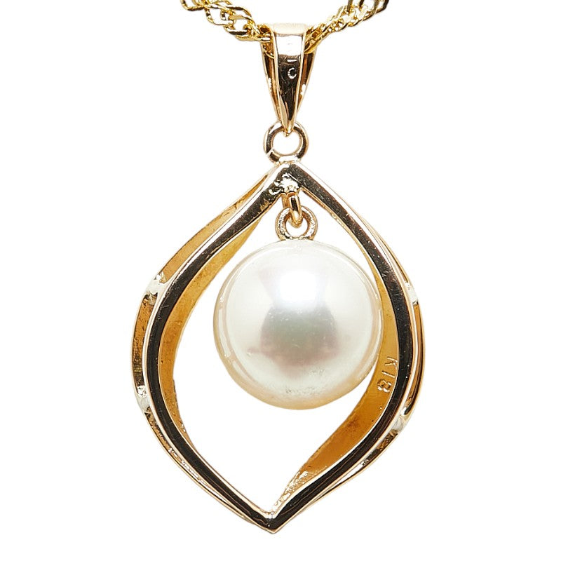 [LuxUness] 18k Gold Pearl Pendant Necklace Metal Necklace in Excellent condition
