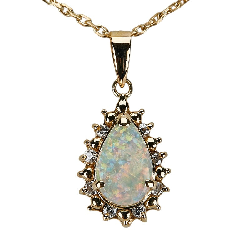 Other 18K Opal Diamond Necklace Metal Necklace in Excellent condition