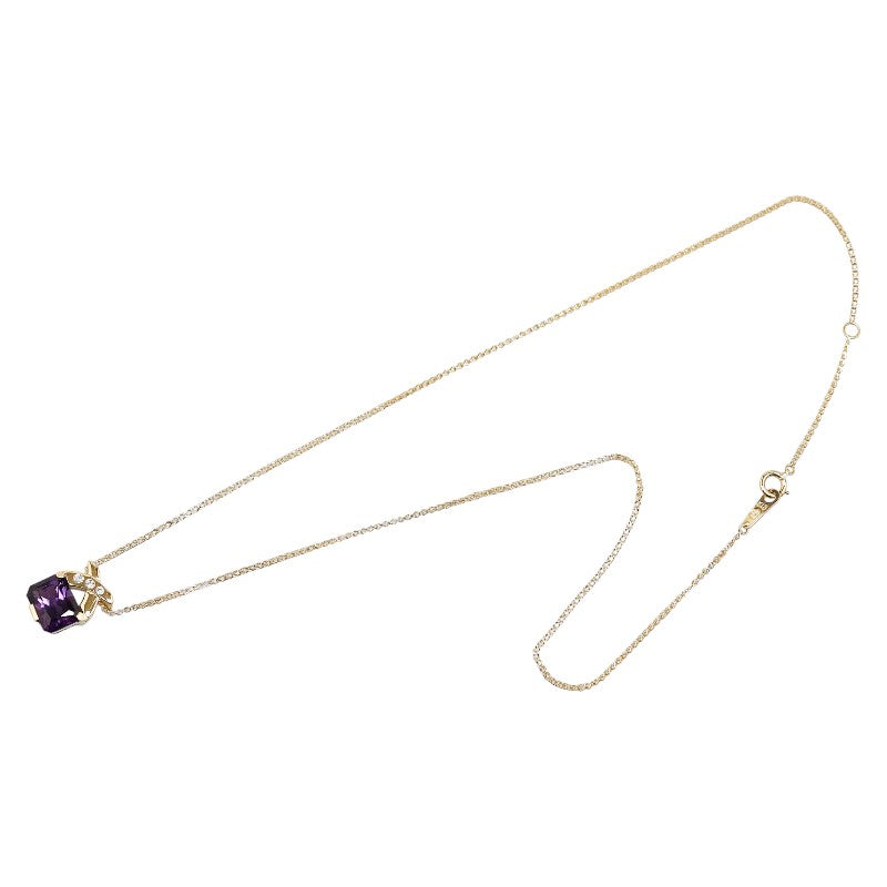 K18YG Yellow Gold Amethyst Necklace for Women in Excellent Condition