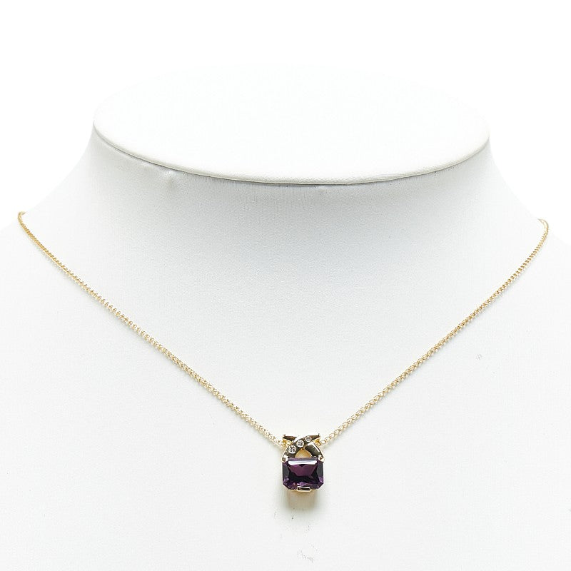 K18YG Yellow Gold Amethyst Necklace for Women in Excellent Condition