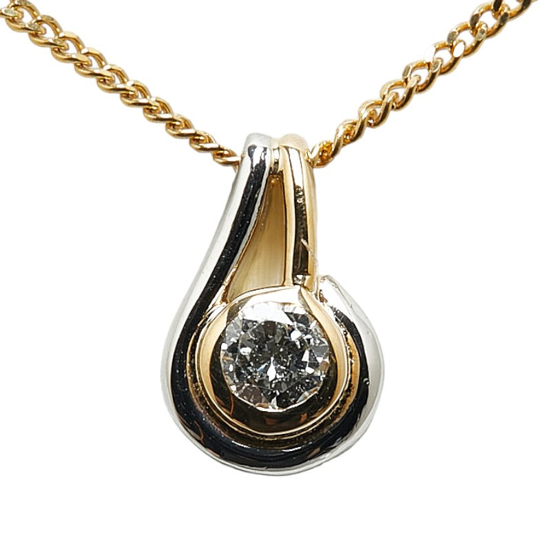[LuxUness] 18k Gold & Platinum Diamond Pendant Necklace Metal Necklace in Excellent condition