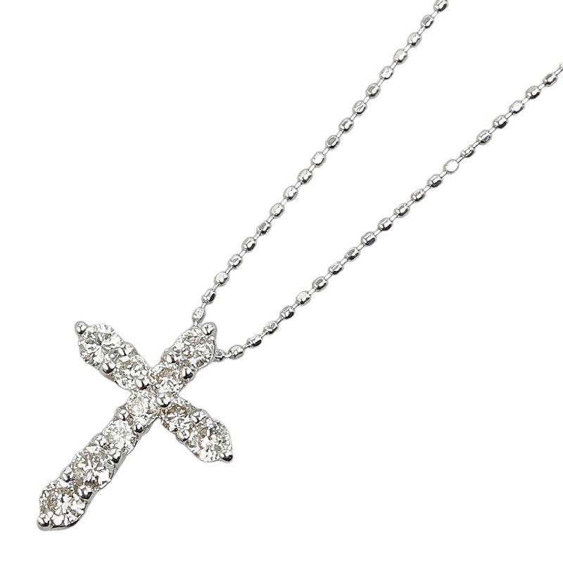 Other 18k Gold Diamond Cross Pendant Necklace Metal Necklace in Excellent condition