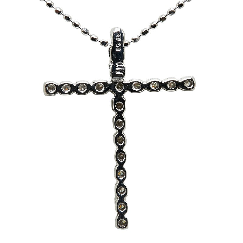 K18WG White Gold Cross Rhinestone Necklace