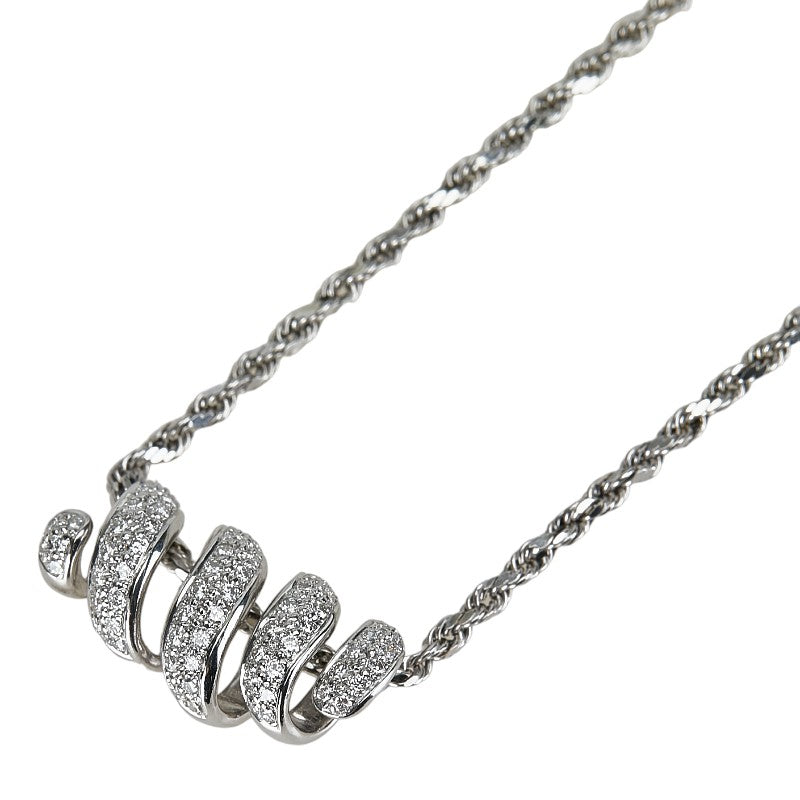 K18WG White Gold Diamond Necklace in Excellent Condition