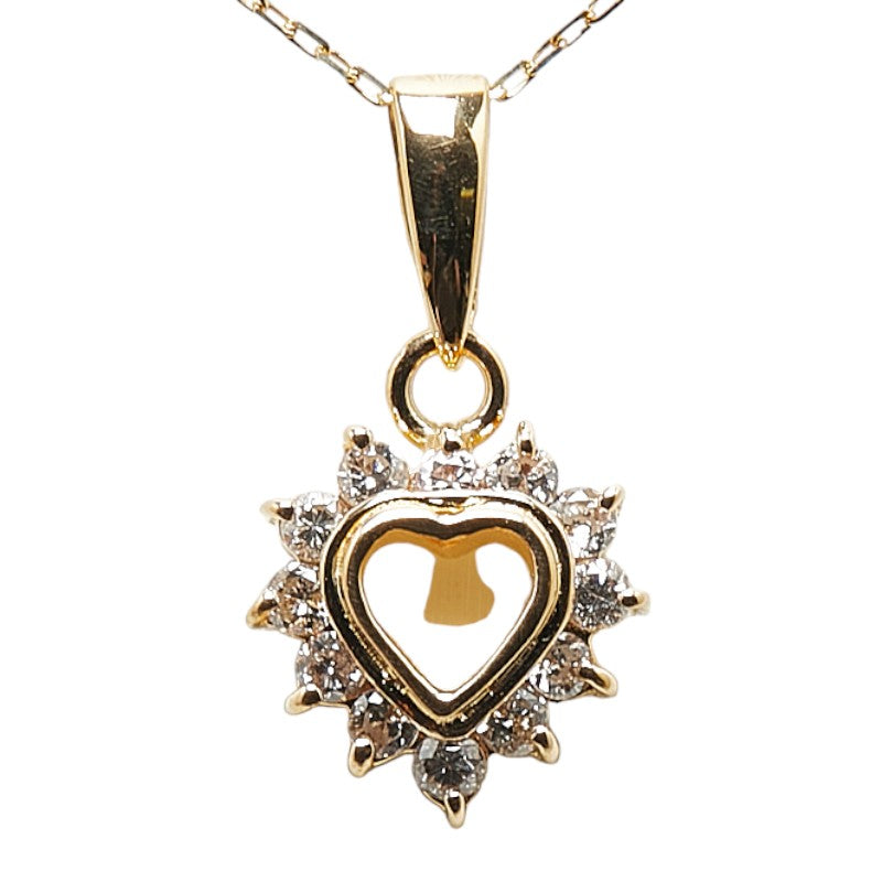 [LuxUness] 18k Gold Diamond Heart Pendant Necklace Metal Necklace in Excellent condition