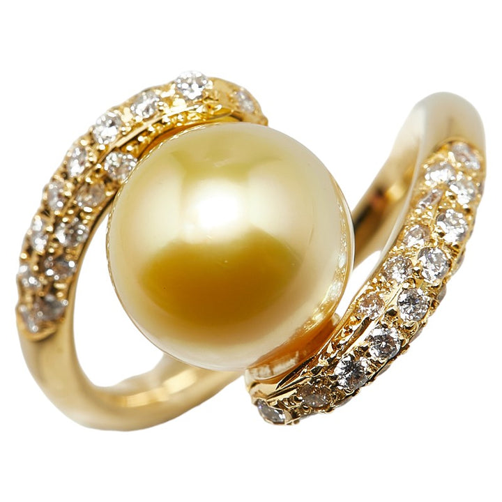 K18YG Yellow Gold Pearl Ring in Excellent Condition