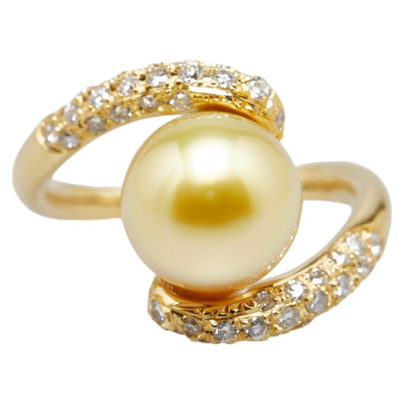 K18YG Yellow Gold Pearl Ring in Excellent Condition