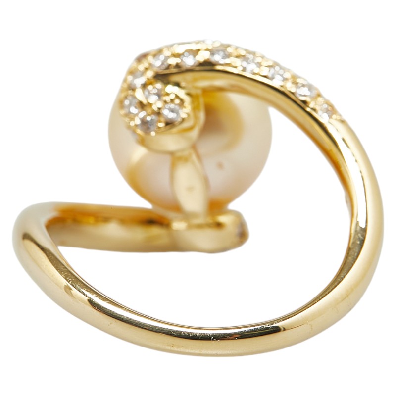 K18YG Yellow Gold Pearl Ring in Excellent Condition