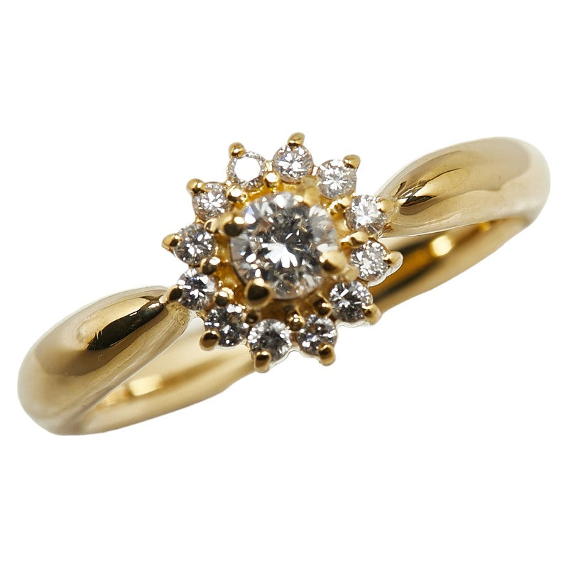 K18YG Yellow Gold Flower Motif Ring in Excellent Condition