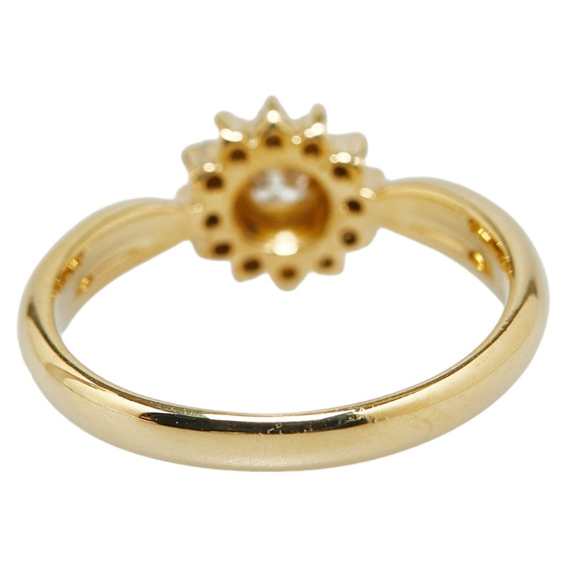 K18YG Yellow Gold Flower Motif Ring in Excellent Condition