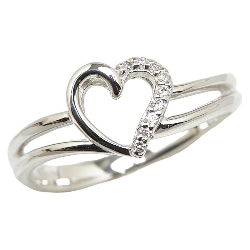 K18WG White Gold Heart Motif Ring in Excellent Condition