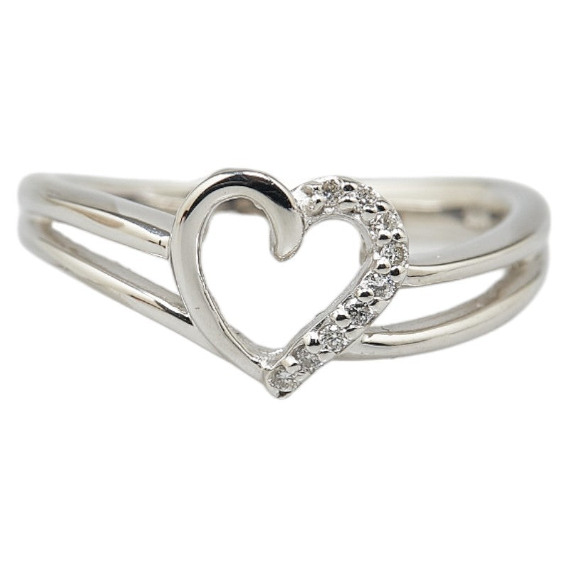 K18WG White Gold Heart Motif Ring in Excellent Condition