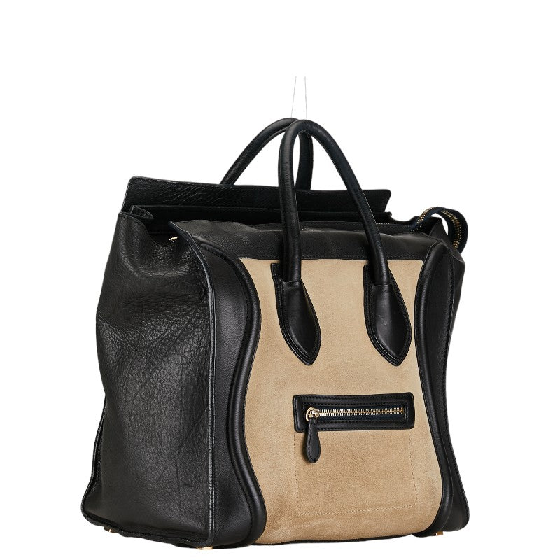 Celine Suede Medium Bi-Color Luggage Tote Leather Handbag in Good condition
