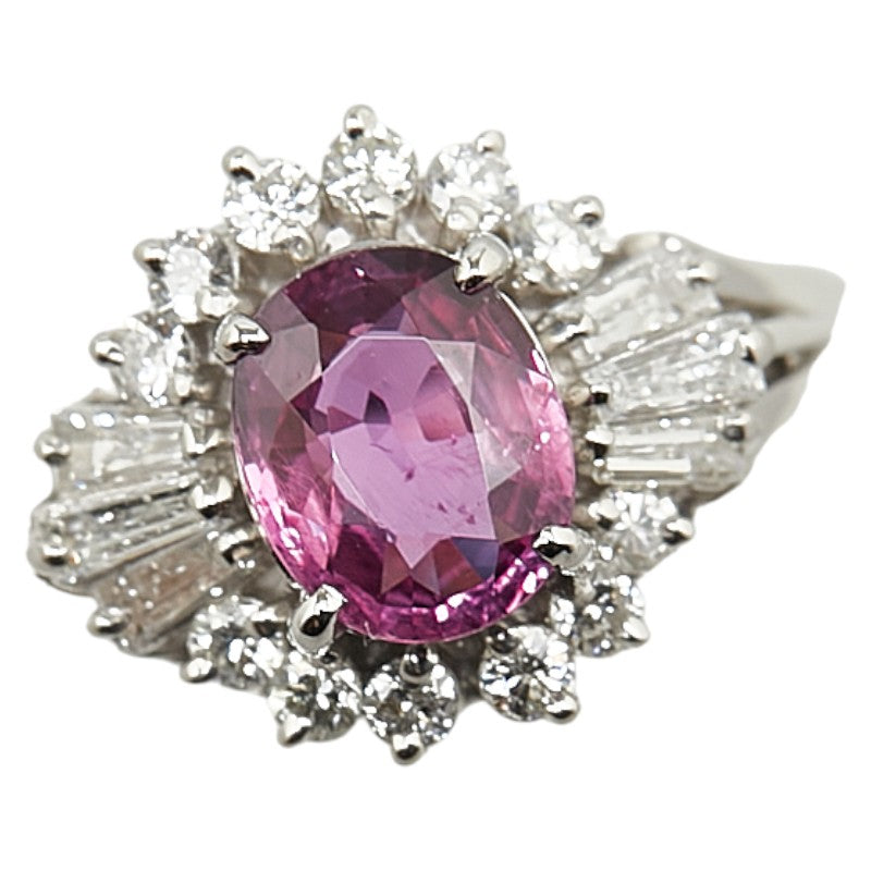 Pt900 Platinum Pink Sapphire 1.25ct Diamond 0.53ct Ring in Great Condition