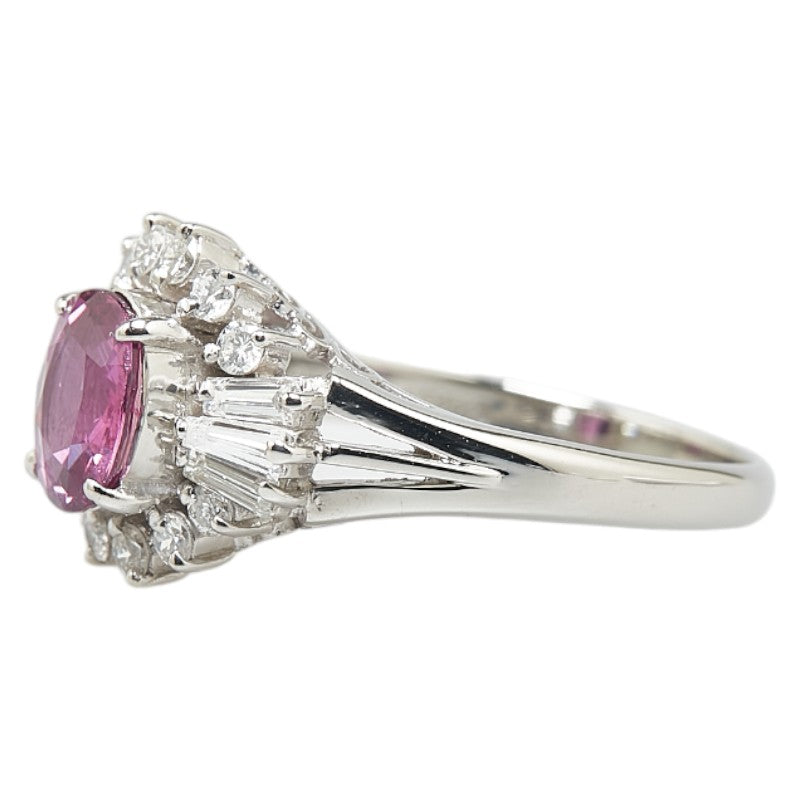 Pt900 Platinum Pink Sapphire 1.25ct Diamond 0.53ct Ring in Great Condition