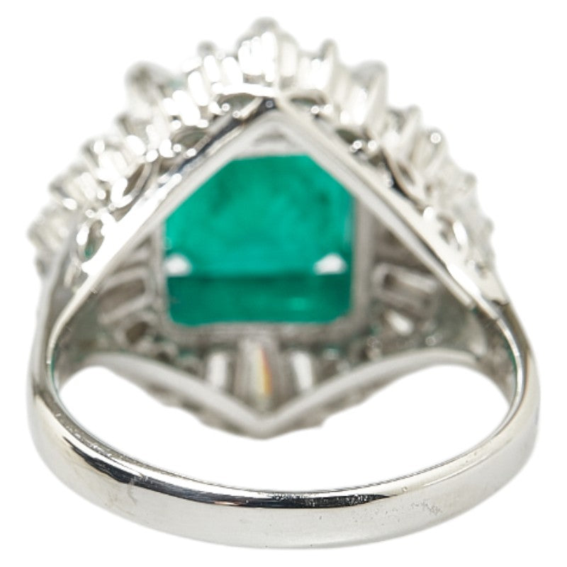 Pt900 Platinum Emerald 3.72ct Diamond 0.75ct Ring Size 13 in Great Condition