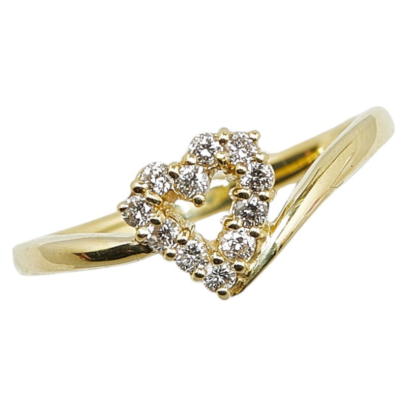 K18YG Yellow Gold Diamond Heart Ring in Excellent Condition