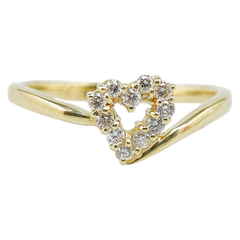 K18YG Yellow Gold Diamond Heart Ring in Excellent Condition