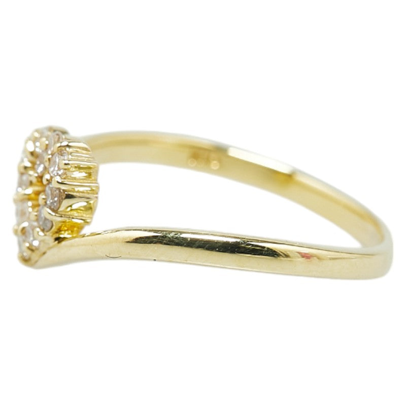 K18YG Yellow Gold Diamond Heart Ring in Excellent Condition