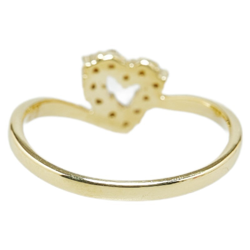 K18YG Yellow Gold Diamond Heart Ring in Excellent Condition