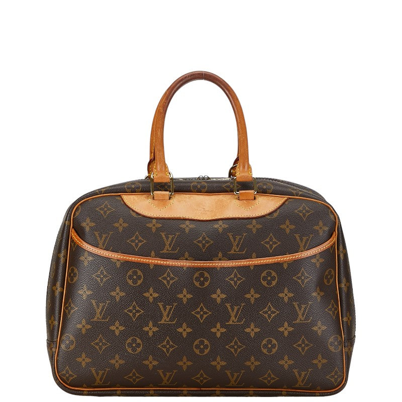 Louis Vuitton Monogram Deauville Handbag M47270 Brown PVC Leather in Very Good Condition