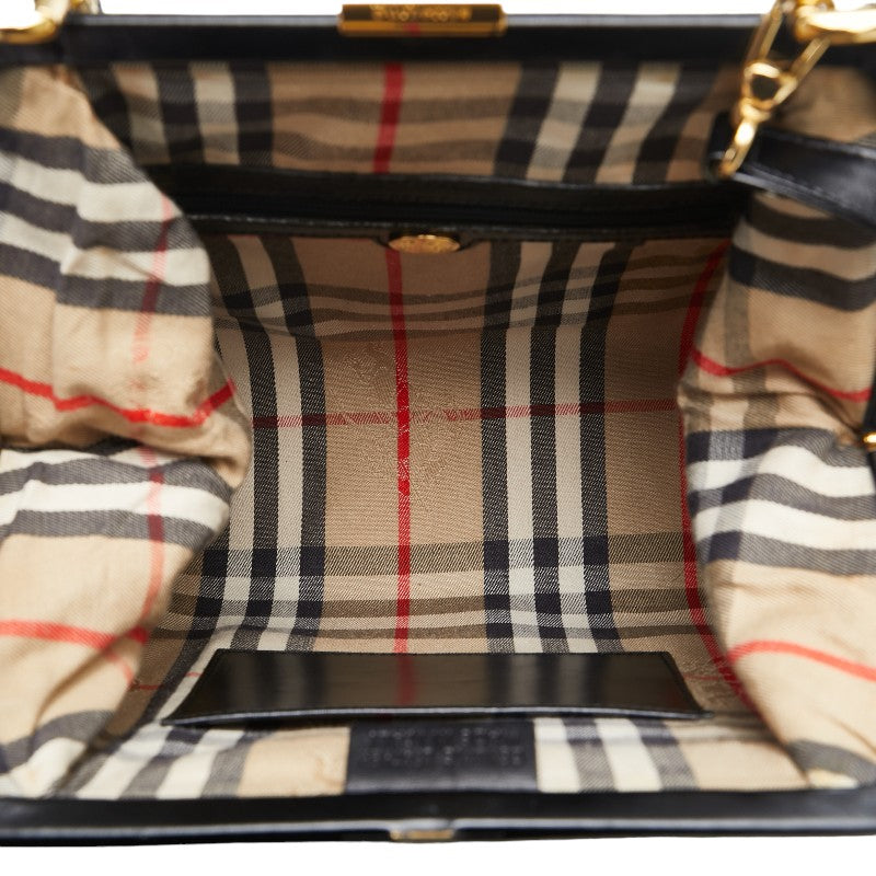 Burberry Nova Check Shadow Horse Leather Handbag 2WAY in Very Good Condition