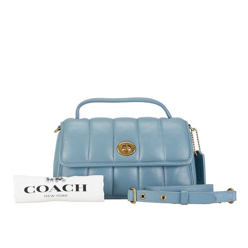 Coach Leather Turnlock Quilted Clutch Handbag C3845