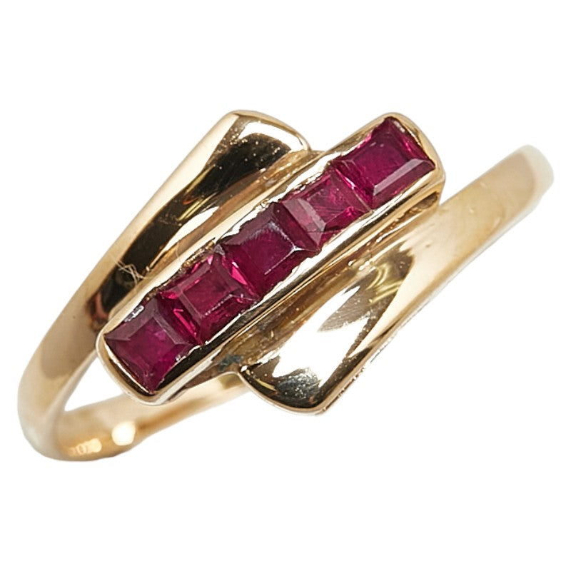 K18YG Yellow Gold Ruby Ring 15 in Great Condition