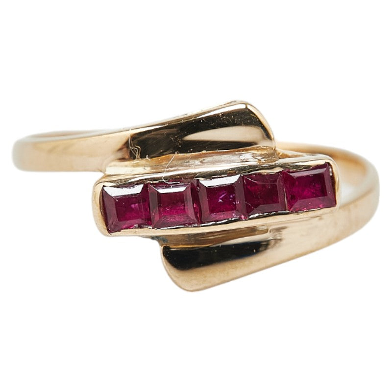 K18YG Yellow Gold Ruby Ring 15 in Great Condition