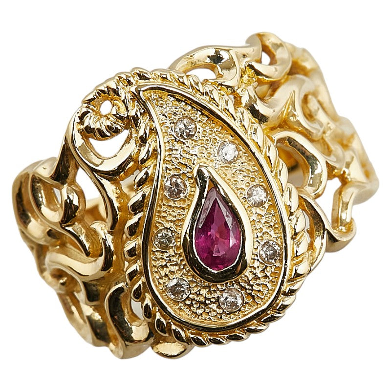 K18YG Yellow Gold Ruby 0.27ct Diamond 0.07ct Ring