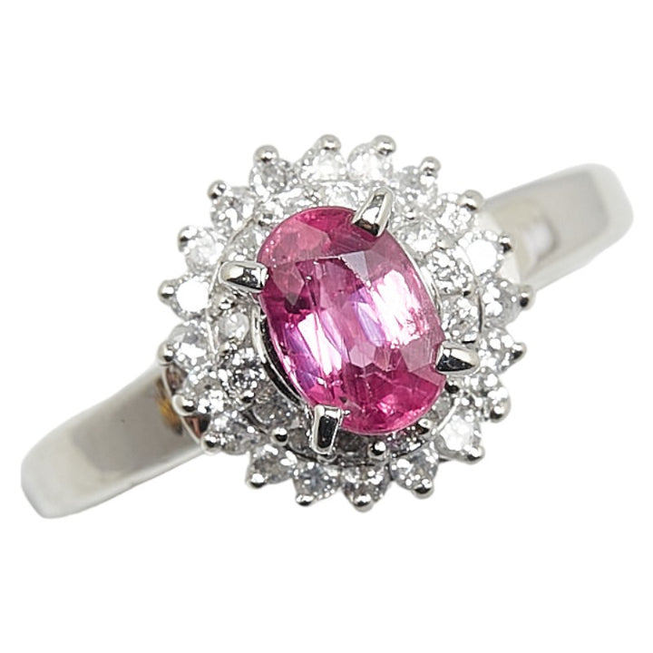 Pt900 Platinum Pink Sapphire 1.18ct Diamond 0.42ct Ring in Great Condition