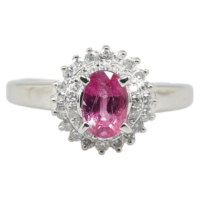 Pt900 Platinum Pink Sapphire 1.18ct Diamond 0.42ct Ring in Great Condition