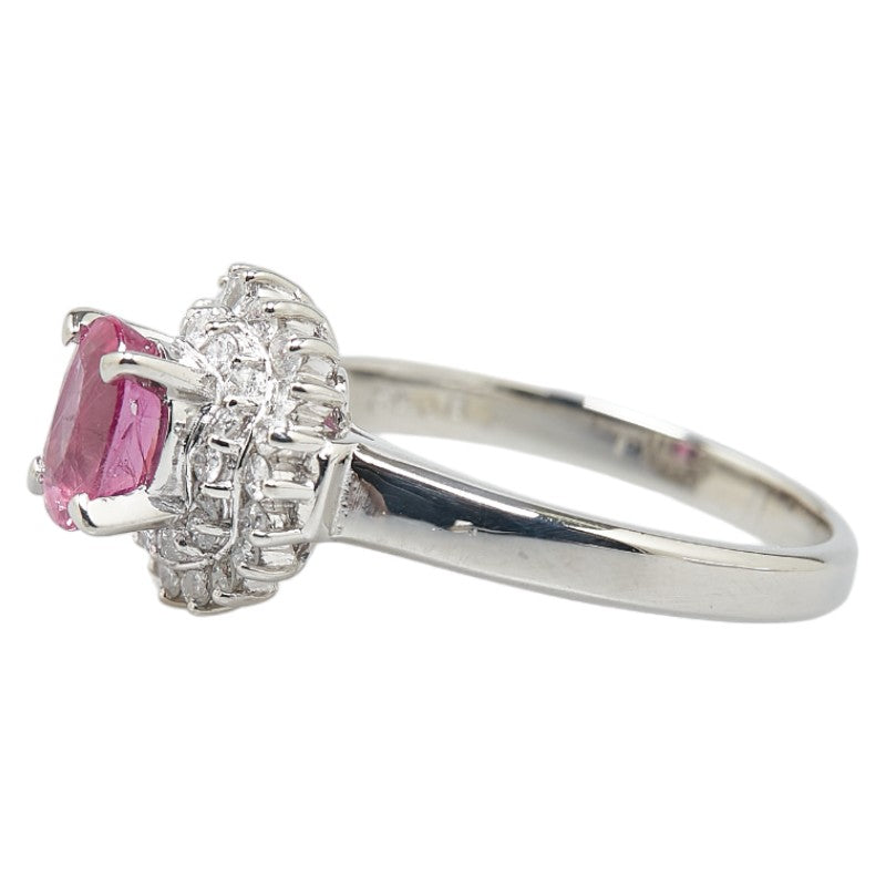 Pt900 Platinum Pink Sapphire 1.18ct Diamond 0.42ct Ring in Great Condition