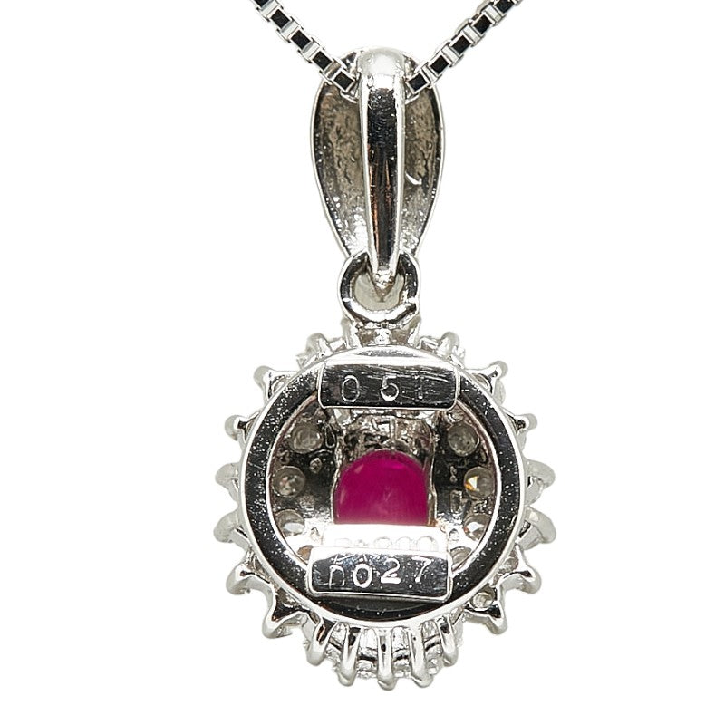 Platinum Pink Sapphire Diamond Necklace in Great Condition