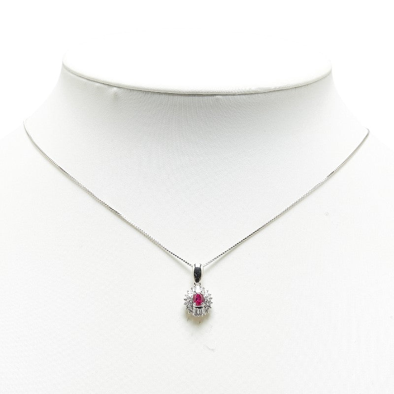 Platinum Pink Sapphire Diamond Necklace in Great Condition