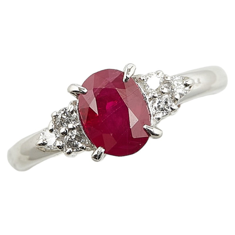 Pt900 Platinum Ruby 1.36ct Diamond 0.12ct Ring in Great Condition