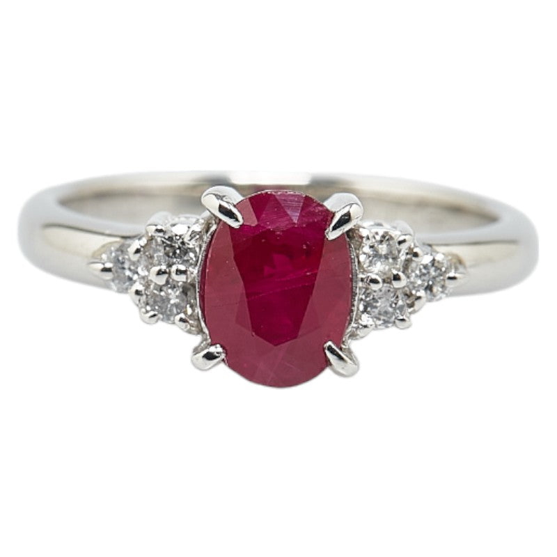 Pt900 Platinum Ruby 1.36ct Diamond 0.12ct Ring in Great Condition