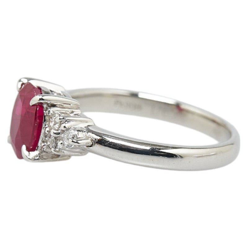 Pt900 Platinum Ruby 1.36ct Diamond 0.12ct Ring in Great Condition