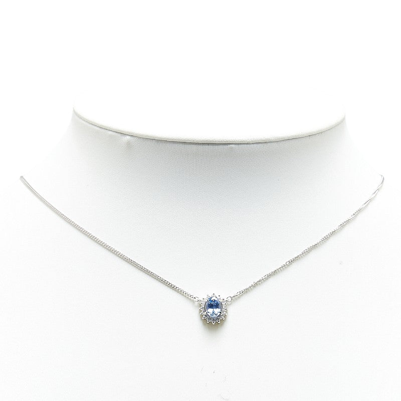 Pt850 Platinum Sapphire 1.06ct Diamond 0.18ct Pendant Necklace in Excellent Condition