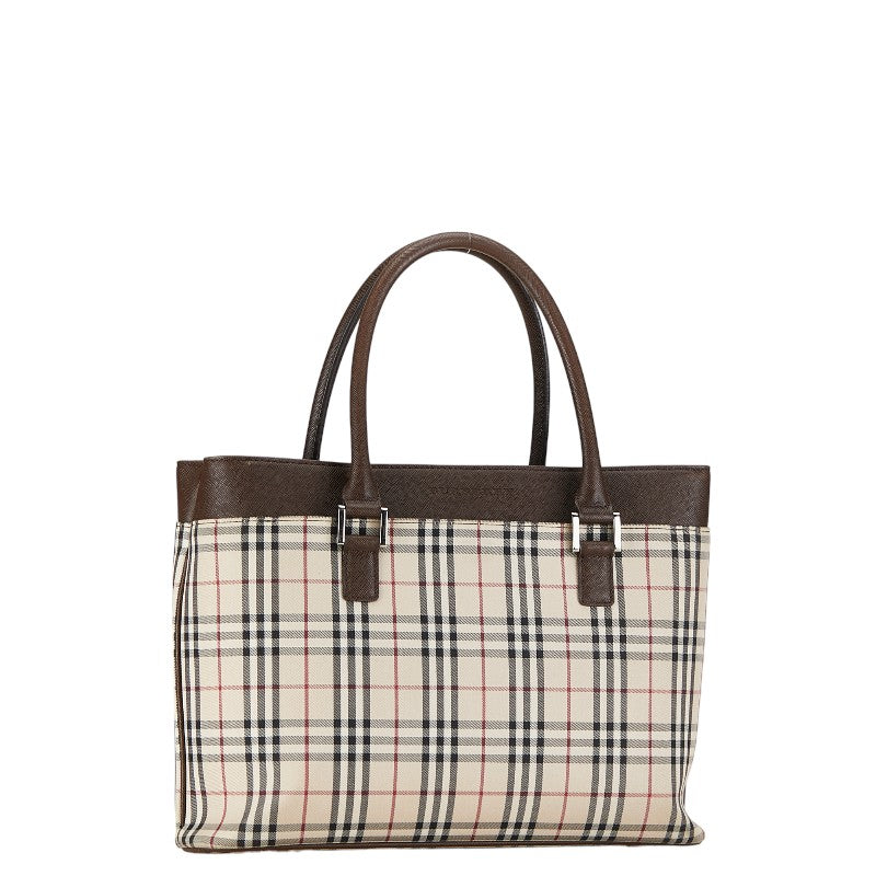 Burberry Nova Check Canvas Leather Tote Handbag in Very Good Condition