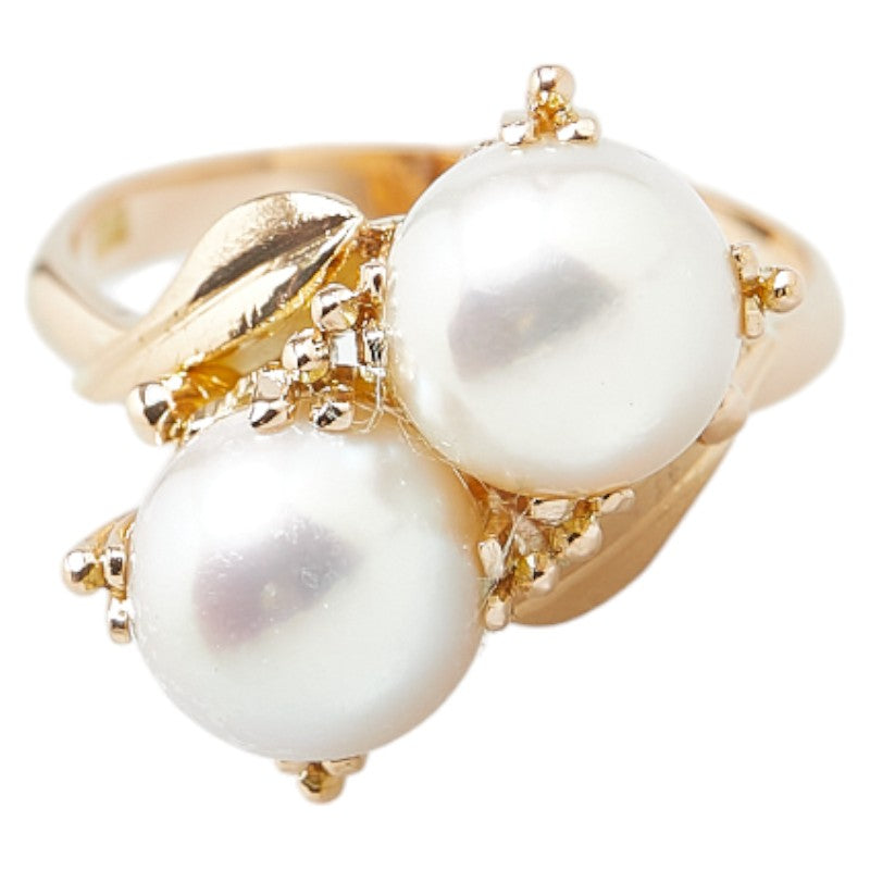 K18YG Yellow Gold Akoya Pearl Ring 11.5 in Excellent Condition